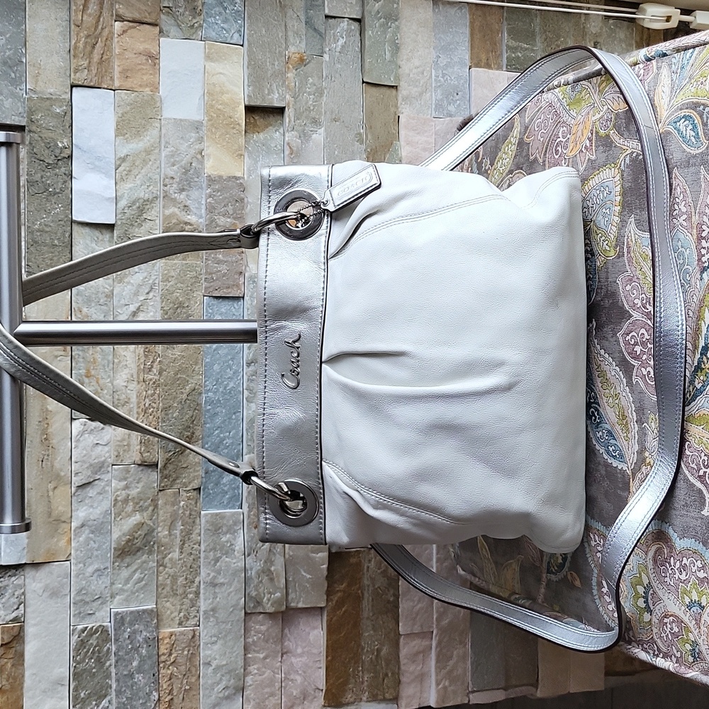 Coach Ashley Cream Leather Hippie Bag